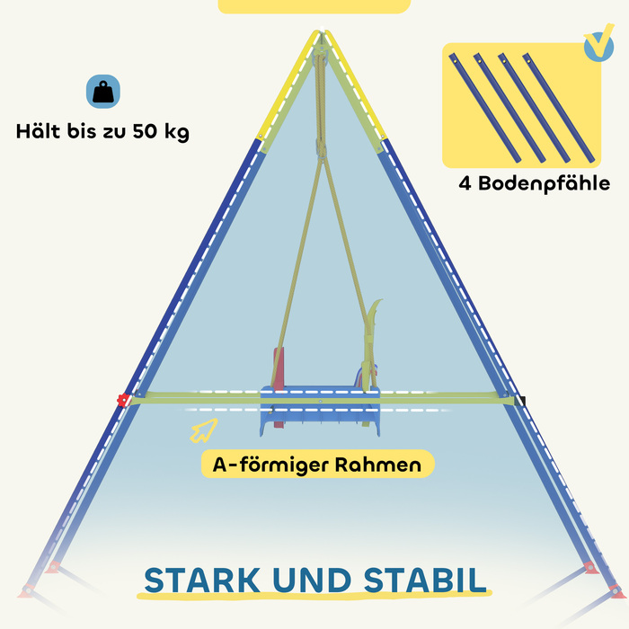 Дитяча гойдалка 3-в-1: регульована гойдалка з підставкою для спини, ремінним ремінцем безпеки, розміром 128 x 155 x 157 см, блакитна