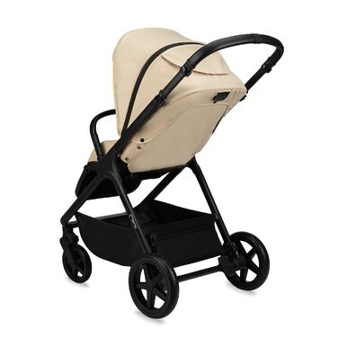Дитяча коляска MoMi GISELLE 2 в 1 комбінована, бежева: для малюків від народження до 22 кг, з 5-точковим ременем безпеки, збірно-розкладна, з кошиком, матрацом, дощовиком та пеленатором