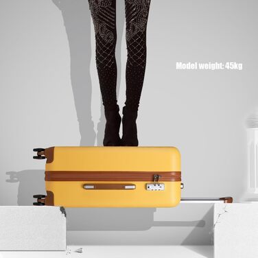 Валіза-тележка KONO з жорстким корпусом, 76x50x31 см, білий (жовтий, S 57x40 см)