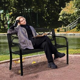 Металева лавка для саду та тераси VEVOR, 1163 мм, міцна лавка на 3 особи з підлокітниками та спинкою, вінтажний дизайн, 218 кг, 52,7 x 127 x 81,8 см