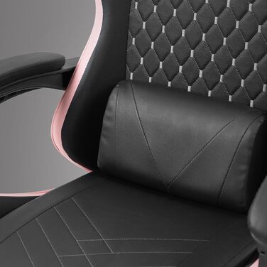 Ігровий крісло Mars Gaming MGC-PRO (MGCX) - Рожево-чорний, XL-ролики, регульована спинка 135°, м'які подушки для спини та шиї