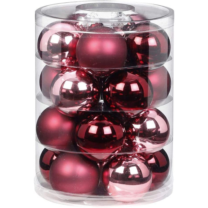 Різдвяні кулі зі скла 6 см, 20 шт. ялинкові кулі, колір яскраво-рожевий