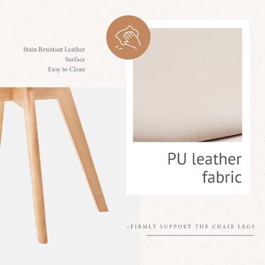 6-Piece Set Modern Dining Chairs, Kitchen Chairs with Upholstery and Beech Legs for Bedroom, Living Room, Dining Room, Kitchen – Khaki