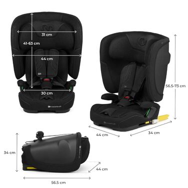 Автокрісло Kinderkraft FIX2GO i-Size 76-150 см (15 міс - 12 років), ISOFIX, Top Tether, SPS+, H-GUARD+, сіре (Black)