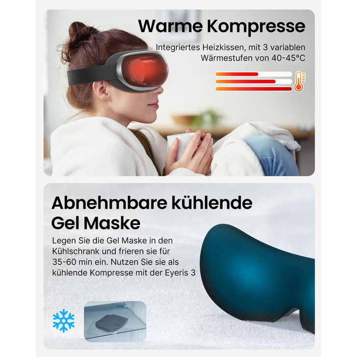 RENPHO Eyeris Масажер для очей з підігрівом, Bluetooth та повітряним тиском – для зняття втоми очей, сухості та головного болю