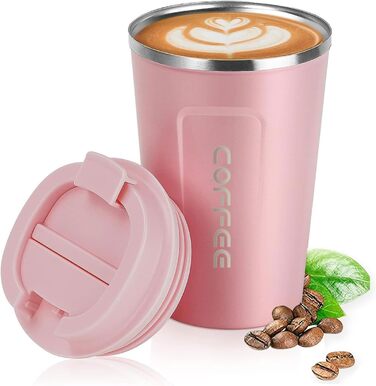 Набір термокружок ERBO для кави з нержавіючої сталі (2 шт.), 380 мл + 510 мл, білий + рожевий