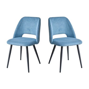 Стілець для їдальні, кухонний стілець з вертикальними смугами, м'який стілець з ергономічною спинкою, для їдальні, вітальні, кухні, спальні - (Блакитний, набір 2 шт.)