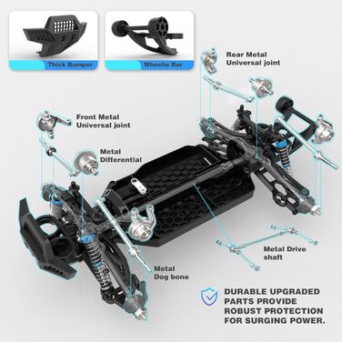 Радіокерований автомобіль Hosim 1:10, 60 км/год, 4WD позашляховик Monstertruck, 2 акумулятори, водонепроникний, для дорослих та дітей від 8 років, чорний