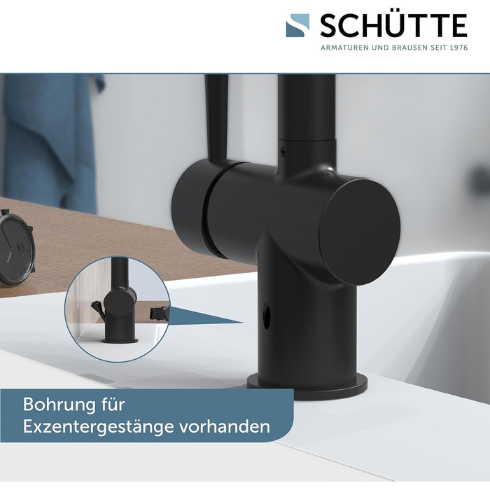 Змішувач для ванної SCHÜTTE 79710 LONDON з висувною лійкою, для миття волосся, однорідний, з комплектом для зливу, хром (чорний)