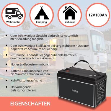 Акумулятор Syntrox Energy LiFePO4 12,8 В BMS Bluetooth 40 Ач, 4000-15000 циклів, 1280 Втгод (100 Агод)