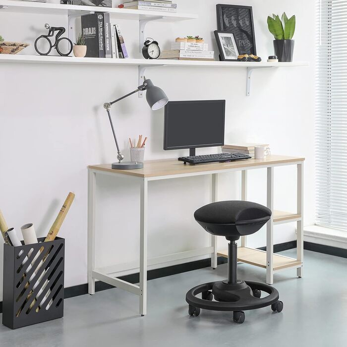 Високий робочий стілець SONGMICS з колесами, регульований, ергономічний, чорний (OSC007B01) - 59.5-81 см