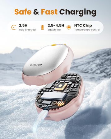 Електричні грілки для рук Gaiatop, 2 шт. з 3 режимами нагріву, магнітні, портативні, багаторазові. Ідеальні для кемпінгу, піших прогулянок, полювання, подарунок для жінок та чоловіків (світло-рожевий)