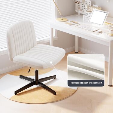 Офісне крісло Naspauluro без підлокітників, з тканинним покриттям, для роботи та відпочинку, з регулюванням висоти та функцією гойдання, поворотне на 360°, кремового кольору, без коліс