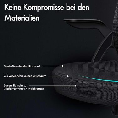 Офісний крісло ALFORDSON з динамічною підтримкою попереку, чорний. Ергономічний поворотний стілець з відкидними підлокітниками для комп'ютера