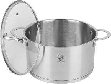 Нержавіюча каструля Karl Hausmann 3.6L з нержавіючої сталі з кришкою (20 см) - для всіх типів плит, включаючи індукцію