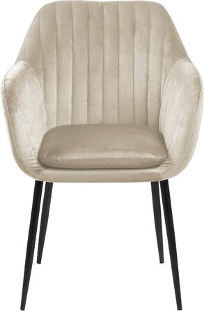 AC Design Furniture Стілець для їдальні Венді, Велюр/Метал, 57x61x83 см, 1 шт. (Бежевий/Чорний)