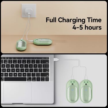 Електричні грілки для рук COTOP 6000mAh, 2 шт. USB-C, 3 режими нагріву, для жінок, чоловіків, дітей, туризму, гірськолижного спорту, зелені