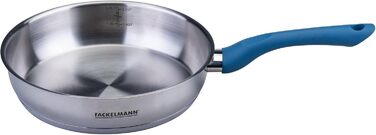Фackelmann Essential: сковорода з нержавіючої сталі, 24 см, з ергономічною ручкою Bakelite та літрамною шкалою, синього кольору