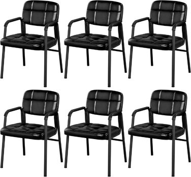 Крісла для вітальні Yaheetech – 6 шт. з підлокітниками та спинкою, штучна шкіра, чорні. Розміри: 58x60x85 см