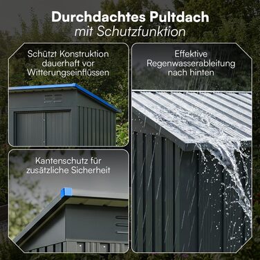 Сарай садовий металевий STEELSØN Talonix 184x85x149 см, антрацит – для інструментів, з односхилим дахом, оцинкований каркас