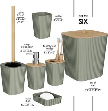 Набір аксесуарів для ванної кімнати Clara Clark, 6 шт., салатовий колір