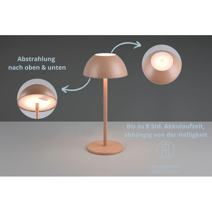 Бездротова лампа Роберта: LED-настільна лампа, нічник з регулюванням яскравості, USB-зарядка, 30 см, Кофе