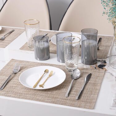 Набір підставок під тарілки Winknowl, 8 шт., плетіння, вініл, ізоляція, для обіднього столу, миються, зносостійкі, ПВХ, карамель