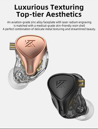 Навушники-вкладиші KZ ZEX PRO, KZ X Crinacle CRN, 2-контактні навушники з подвійним магнітом (мікрофон, рожеве золото)