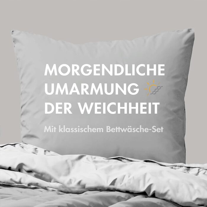 Комплект постільної білизни Sleeptime 200x200 см, 3-частини - 100% бавовна, сірий антрацит, Oeko-TEX®, блискавка, дихаючий