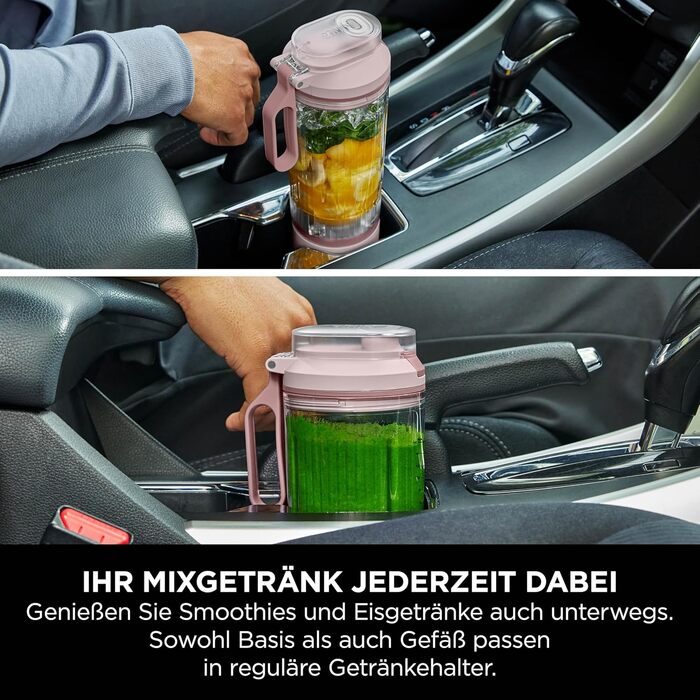 Портативний блендер Ninja Blast Max: 570 мл, акумулятор, чаша та кришка, 3 функції, для смузі та протеїнових коктейлів, рожевий (BC251EULD)