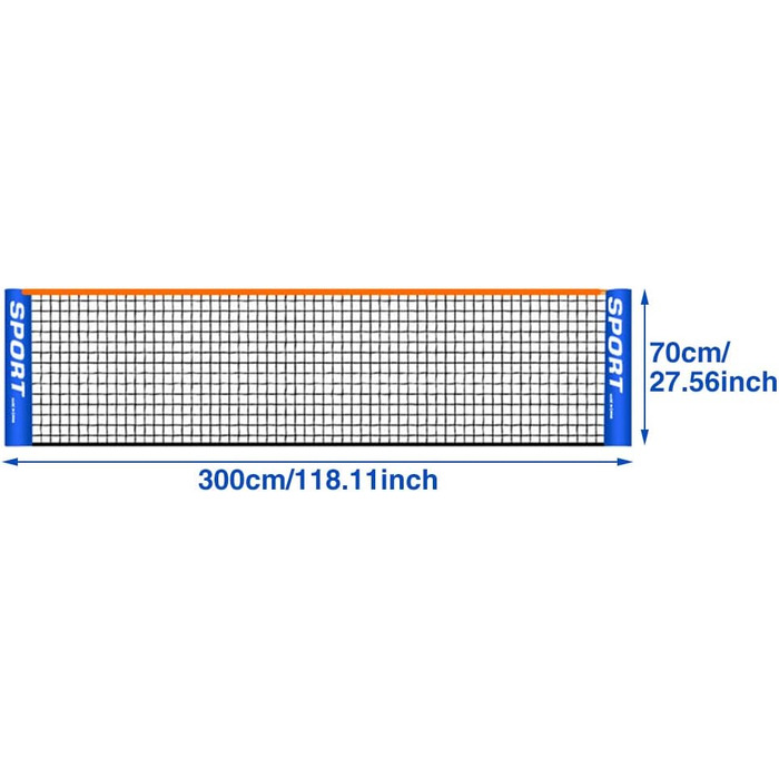 Ха-ха-ха портативна Тенісна сітка, складна сітка для бадмінтону, дитяча, для дорослих, для занять спортом в приміщенні / на відкритому повітрі, тренувальна сітка для футболу, тенісу, волейбольна сітка для саду, заднього двору, пляжу (3 м 300 х 70 см)