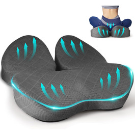 Подушка для сидіння Fwiull з Memory Foam: ергономічна, для автомобіля, дивана, офісу, сірого кольору