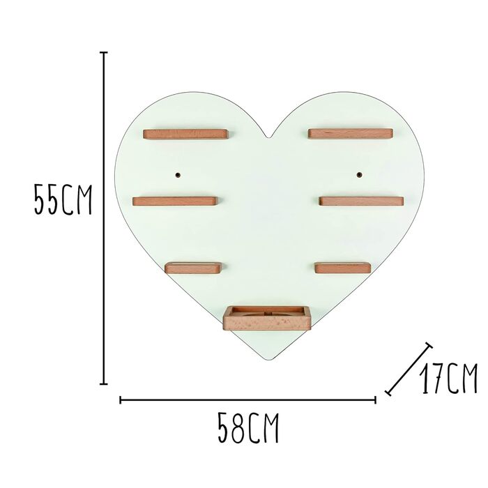 МІСТЕР ТЕДДІ ВЕДМЕДИК Дитяча полиця Серце Дерев'яна полиця для Toniebox і Tonies Полиця Tonie виробництва ЄС Настінна полиця для гри та колекціонування Для дівчаток і хлопчиків Білий