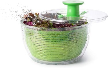 OXO Good Grips Салатниця-центрифуга з ситом та кришкою, зелена – для сушіння салату, велика