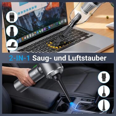 Акумуляторний ручний автомобільний пилосос 4 в 1, безщітковий двигун, потужність 26000 Па, портативний міні-пилосос для авто, офісу та клавіатур, сірий
