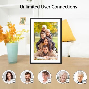 Цифровий фоторамка FRAMEO з Wi-Fi, 32GB, 10.1 дюйма, сенсорний екран, автоповорот, датчик руху, Frameo App для обміну фото з будь-якого місця