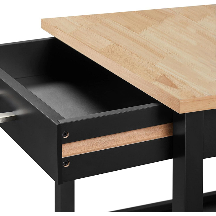 Кухонний візок Yaheetech на колесах з шафкою та полицею, 55x45x89 см, білий (чорний)