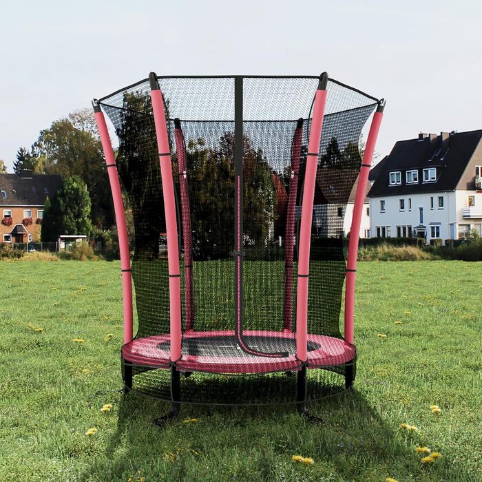 Батут дитячий JUMMICO з захисною сіткою Ø145 см, до 50 кг, рожевий - для дому та вулиці, від 3 років