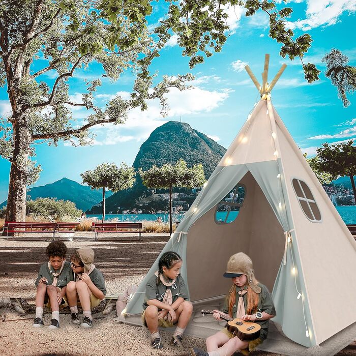 Дитяче намет Tipi, миється, з підсвічуванням, подушкою та сумкою для перенесення. Ідеальний для дівчаток та хлопчиків