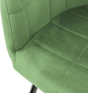 ECD Germany Комплект з 6 обідніх стільців з м'яким оксамитовим сидінням, металевими ніжками та підлокітниками, для вітальні та кухні, світло-зелений колір