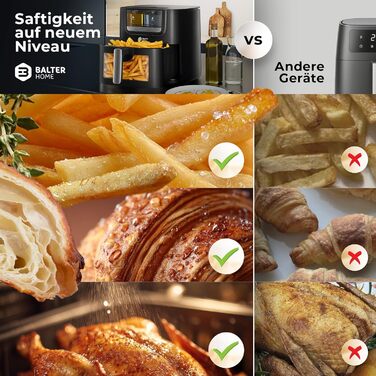 Бальтер Фритюрниця з гарячим повітрям Airfryer 5.5 л, 12 програм, з вікном, 100 рецептів, HL-551T (Чорний)