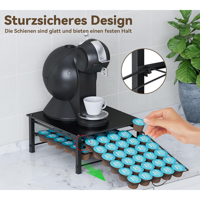 Тримач для капсул кави Dolce Gusto, металева висувна шухляда на 5 ярусів (60 капсул)