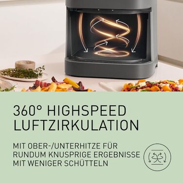 Фритюрниця повітряна Panasonic NF-CC500SXE, 5 л, з вікном, 80–200 °C, 11 програм, LCD-дисплей, покриття антипригарне, сірий матовий, ETM Award 2024