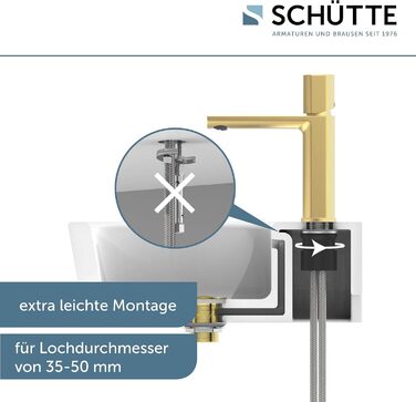 Змішувач для ванної кімнати Schütte Boston, однорідний змішувач для умивальника з горішнім підключенням, золото, для ванної кімнати