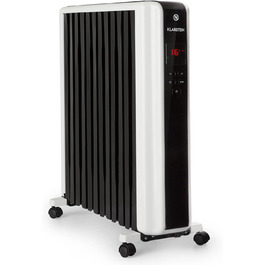 Електричний масляний радіатор Klarstein Thermaxx 2500 - опалення 2500 Вт, термостат 5-35°C, LED-дисплей, таймер, легкий, з роликами, білий/чорний