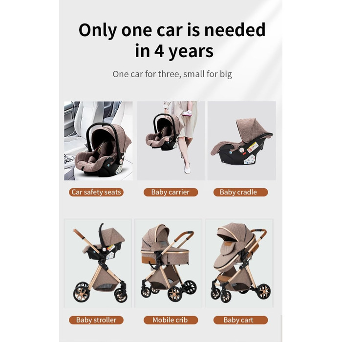 Дитяча коляска YAZOCO 3 в 1: Buggy, Babybett, Комплект. Легкий складаний візок з алюмінієвим каркасом для новонароджених (рожевий)