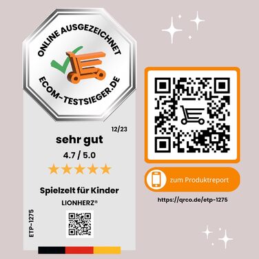 Дитячий намет LIONHERZ® DAS ORIGINAL: Принцесин замок з бавовни та льону | З фібергласовими стержнями та сумкою | Стабільний намет-тіпі для дівчаток (Кораловий рожевий, без аксесуарів)