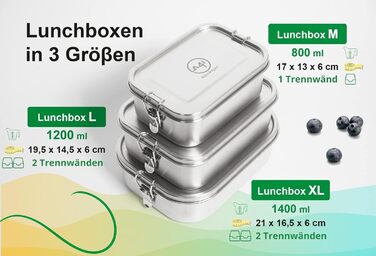 Мл) Бенто-бокс, герметичний, 3 розміри, для дорослих та дітей, 4i Premium SS Lunch Box (1200