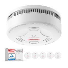 Датчик диму X-Sense з батареєю на 10 років, сертифікований TÜV Rheinland, з функцією вимкнення звуку та самотестування, SD11, набір 5 шт, білий