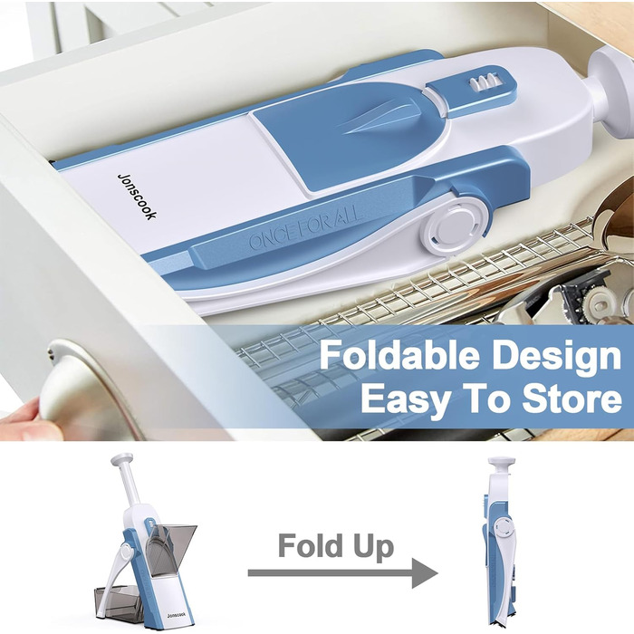 Набір для нарізання овочів 5-в-1: регульована товщина 0,1–8 мм, для кухні, з очищувачем, темно-синій